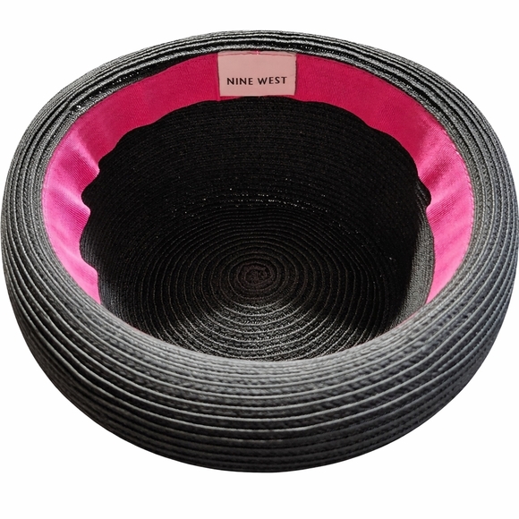 NINE WEST Black Hat with Red and Black Floral Detail.  EUC. - Picture 3 of 3